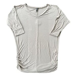 Made by Johnny Womens Shirt‎ Size Large Round Neck Short Sleeve Stretch Brown